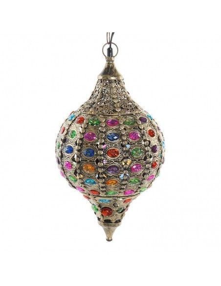 COLGANTE DE TECHO METAL Y VIDRIO MULTICOLOR 45x38
