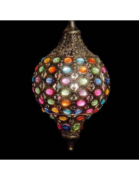 COLGANTE DE TECHO METAL Y VIDRIO MULTICOLOR 45x38