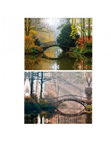 SET DE DOS CUADROS IMAGEN BOSQUE CON PUENTE 60x80