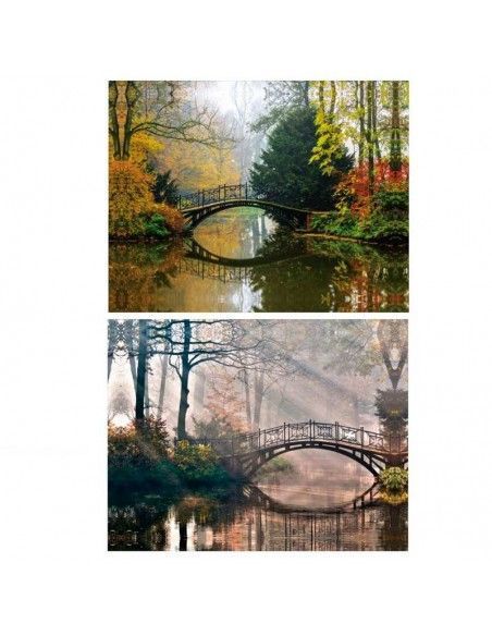 SET DE DOS CUADROS IMAGEN BOSQUE CON PUENTE 60x80