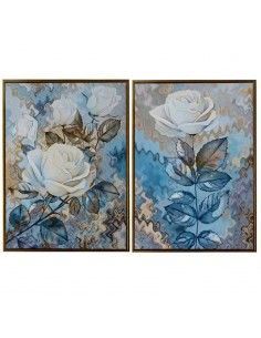 SET DE DOS CUADROS IMAGEN ROSAS BLANCAS 80x60