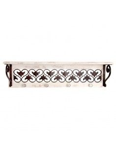PERCHA DE PARED CON REPISA BLANCO VINTAGE 18x91