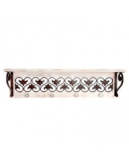 PERCHA DE PARED CON REPISA BLANCO VINTAGE 18x91