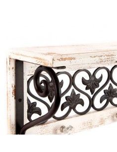 PERCHA DE PARED CON REPISA BLANCO VINTAGE 18x91 2