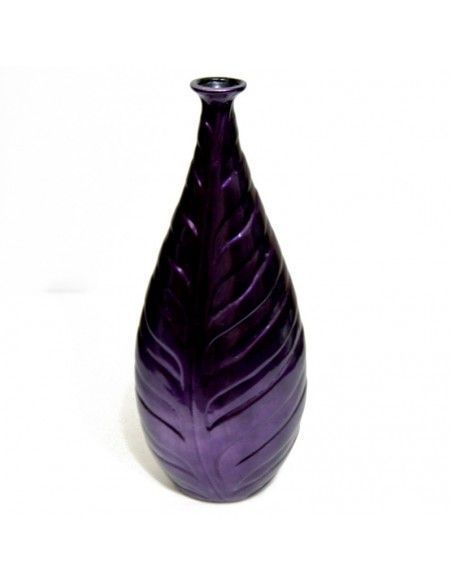 JARRÓN MORADO FORMA DE HOJA