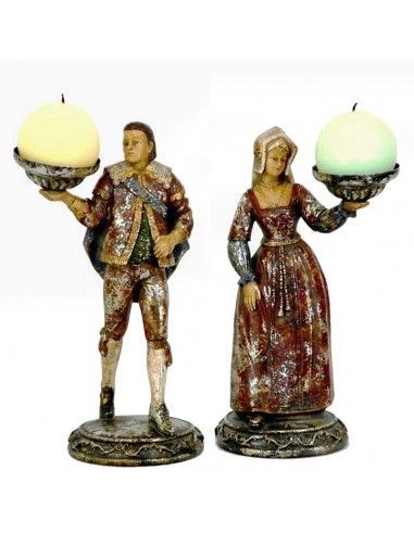 PAREJAS CANDELABRO MEDIEVAL DORADO 28X11