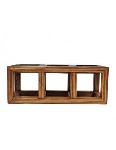 PORTAVELAS FORJA CON MADERA ENVEJECIDO 13x34 2