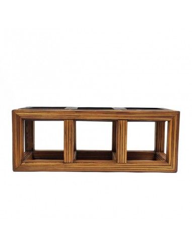PORTAVELAS FORJA CON MADERA ENVEJECIDO 13x34