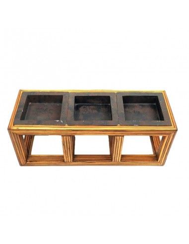 PORTAVELAS FORJA CON MADERA ENVEJECIDO 13x34