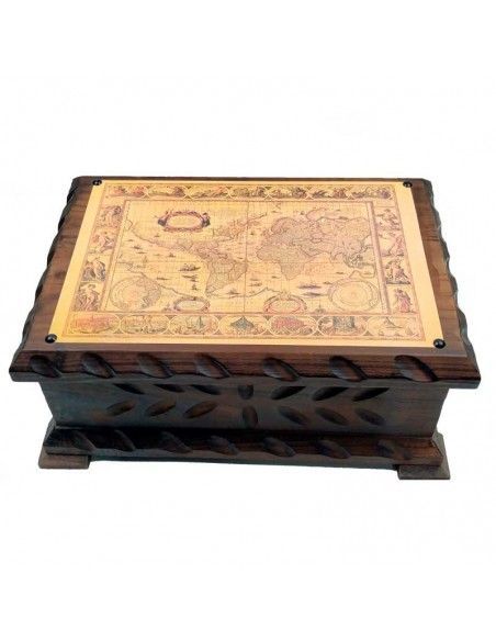 CAJA DE MADERA MAPAMUNDI 18x41