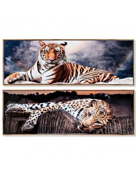 SET CUADRO EN LIENZO TIGRE 40X120