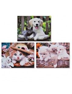 SET 3 CUADROS GATOS y PERRO 40x30