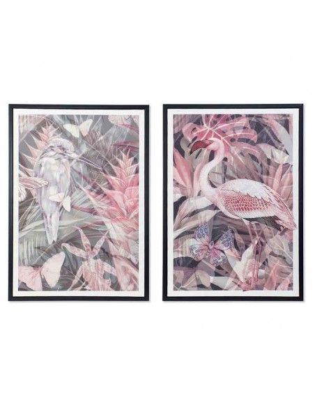 SET DE DOS CUADROS GARZA y FLAMENCO  100X70