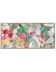 SET DE DOS CUADROS LORO CACATUA 62x62