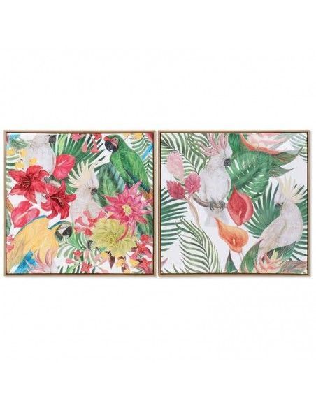 SET DE DOS CUADROS LORO CACATUA 62x62