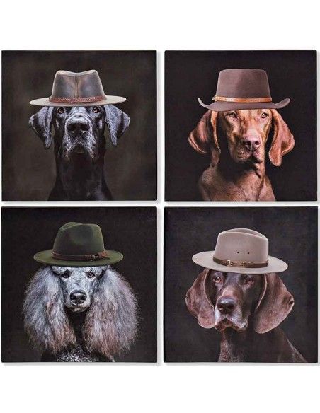 SET 4 CUADROS PERRO 28x28