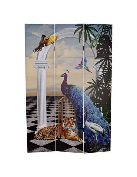 BIOMBO LIENZO PINO ANIMALES 180X121