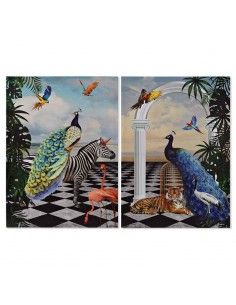 SET CUADRO EN LIENZO PAVO REAL 70X50