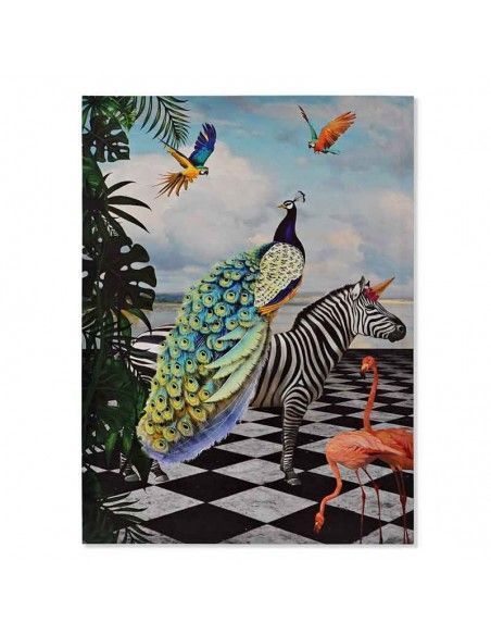 SET CUADRO EN LIENZO PAVO REAL 70X50