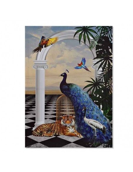 SET CUADRO EN LIENZO PAVO REAL 70X50