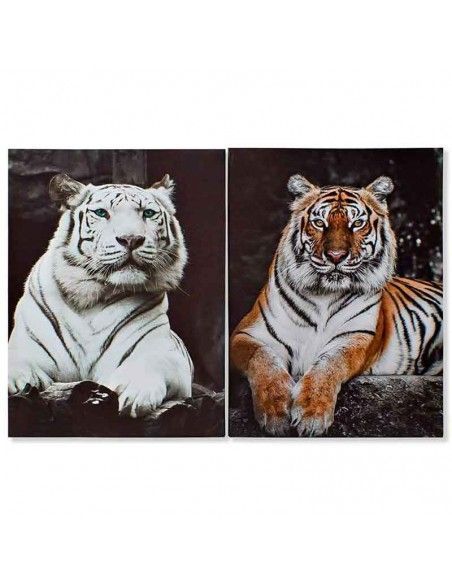 SET CUADRO EN LIENZO TIGRE Y LEOPARDO 70x50