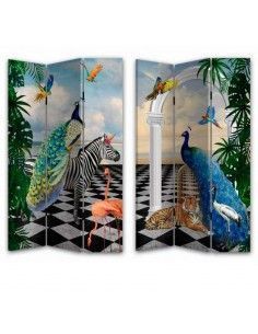 BIOMBO LIENZO PINO ANIMALES 180X121