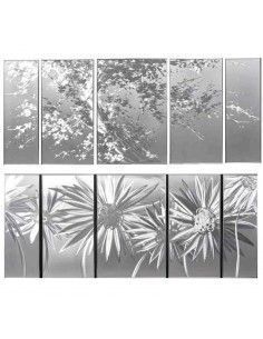 CUADRO ALUMINIO MODERNO PRIMAVERAL CINCO PIEZAS 143x60