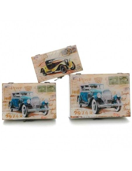 CAJA SET DE 3 ANTIC CAR 23CM/20CM/17CM