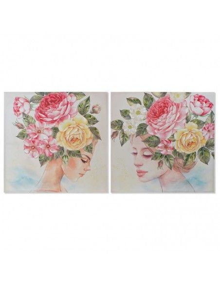 SET DE DOS CUADROS ROSTRO DE MUJER 80X80