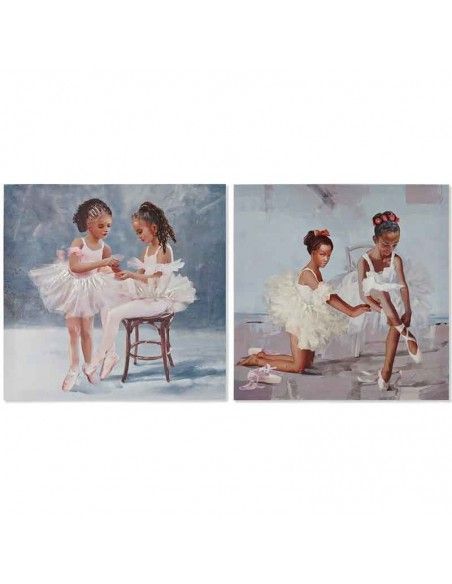 SET CUADROS LIENZO NIÑAS BAILARINA 50x50
