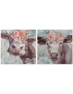 SET DE DOS CUADRO VACA FLORES 70X70