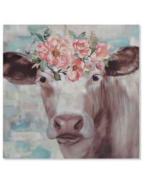 SET DE DOS CUADRO VACA FLORES 70X70