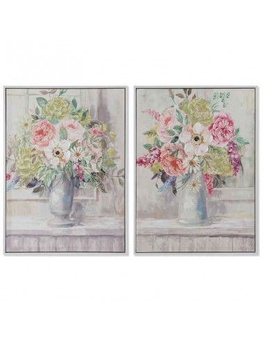 CUADRO FLORES EN FLORERO SET DE DOS 73x53
