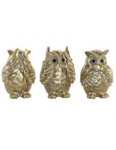 FIGURAS BUHOS RESINA SET DE TRES
