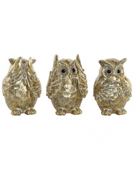FIGURAS BUHOS RESINA SET DE TRES