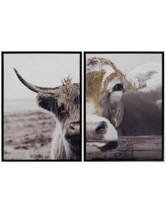 SET DOS CUADROS TORO Y VACA 73X53