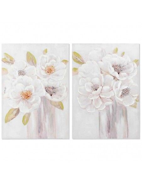 SET DE DOS CUADRO FLOR BLANCA100x70
