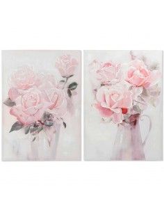 SET DE DOS CUADRO FLOR ROSA  100x70
