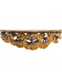 MENSULA RESINA HOJAS ORO 14x46