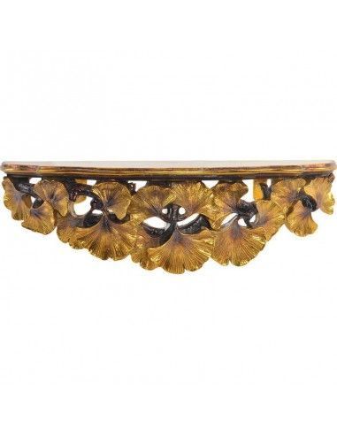 MENSULA RESINA HOJAS ORO 14x46