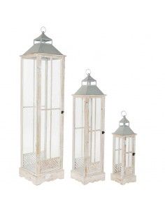SET DE TRES FAROLES MADERA...