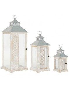 SET DE TRES FAROLES MADERA...