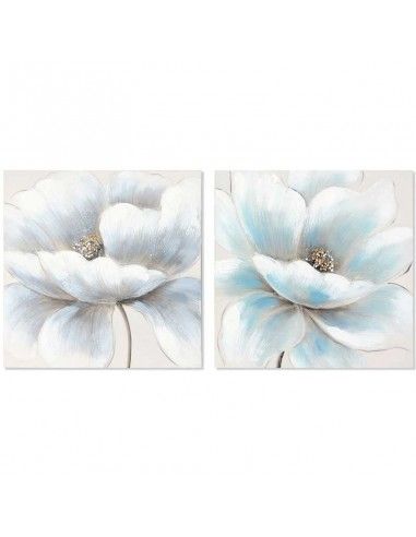 SET DE DOS CUADROS FLOR AZUL 50X50