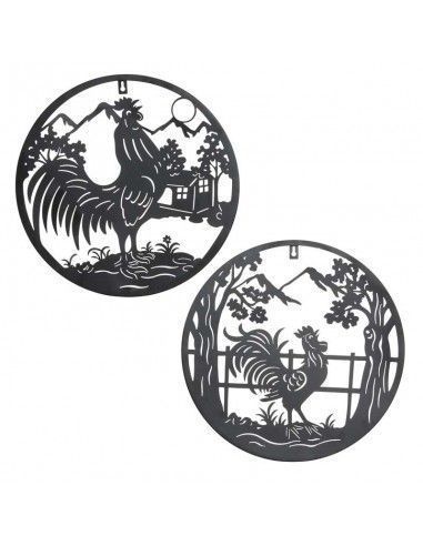 GALLO SET DE DOS DECORACION  PARED 40 CM