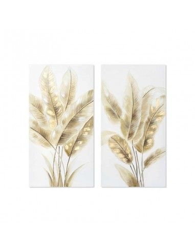 SET DE DOS CUADRO HOJAS DORADAS 80x40
