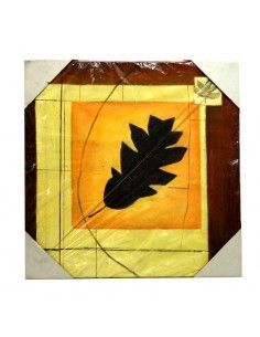CUADRO MADERA HOJA 60x60