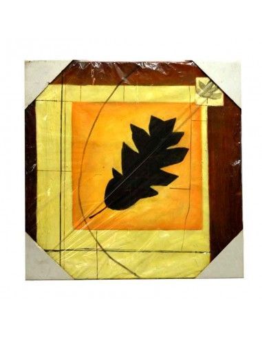 CUADRO MADERA HOJA 60x60