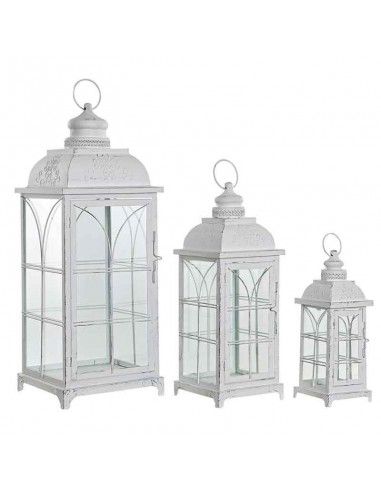 SET DE TRES FAROLES BLANCOS 62x22
