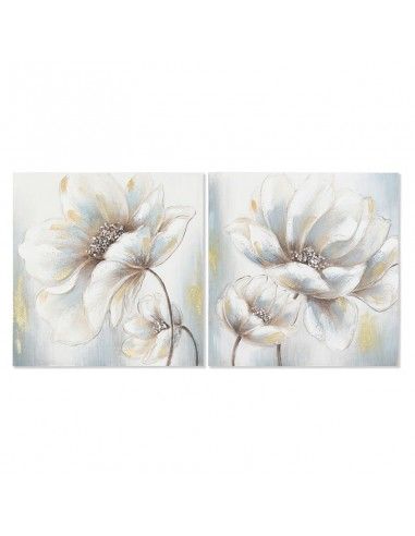 CUADRO LIENZO DE FLOR SET DE DOS 50x50