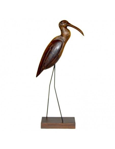 FIGURA GARZA EN MADERA CON FORJA